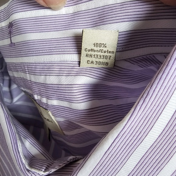 Tommy Bahama Dress Shirt Men's 16.5/36-37 Purple Oxford Pin Striped 100% Cotton - Picture 9 of 10